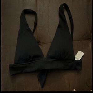 Aerie Black Ribbed Bikini Top